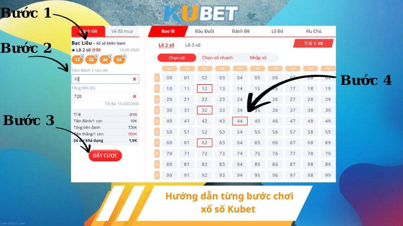 Hướng dẫn từng bước chơi xổ số Kubet